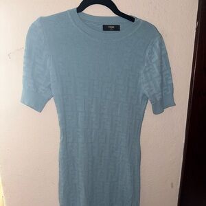 Elegant Blue Knit Dress (FENDI but not authentic, indistinguishable from real)